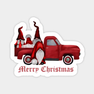 Tomte christmas gnomes and pick up truck Sticker